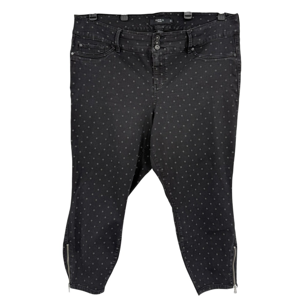 Torrid Women's Black Polka Dot Skinny Jeans High Rise Ankle Zip Plus Size 26R